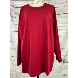 Susan Graver Modern Essentials Cool Cotton Long Sleeve Top Womens 1X Scoop Red